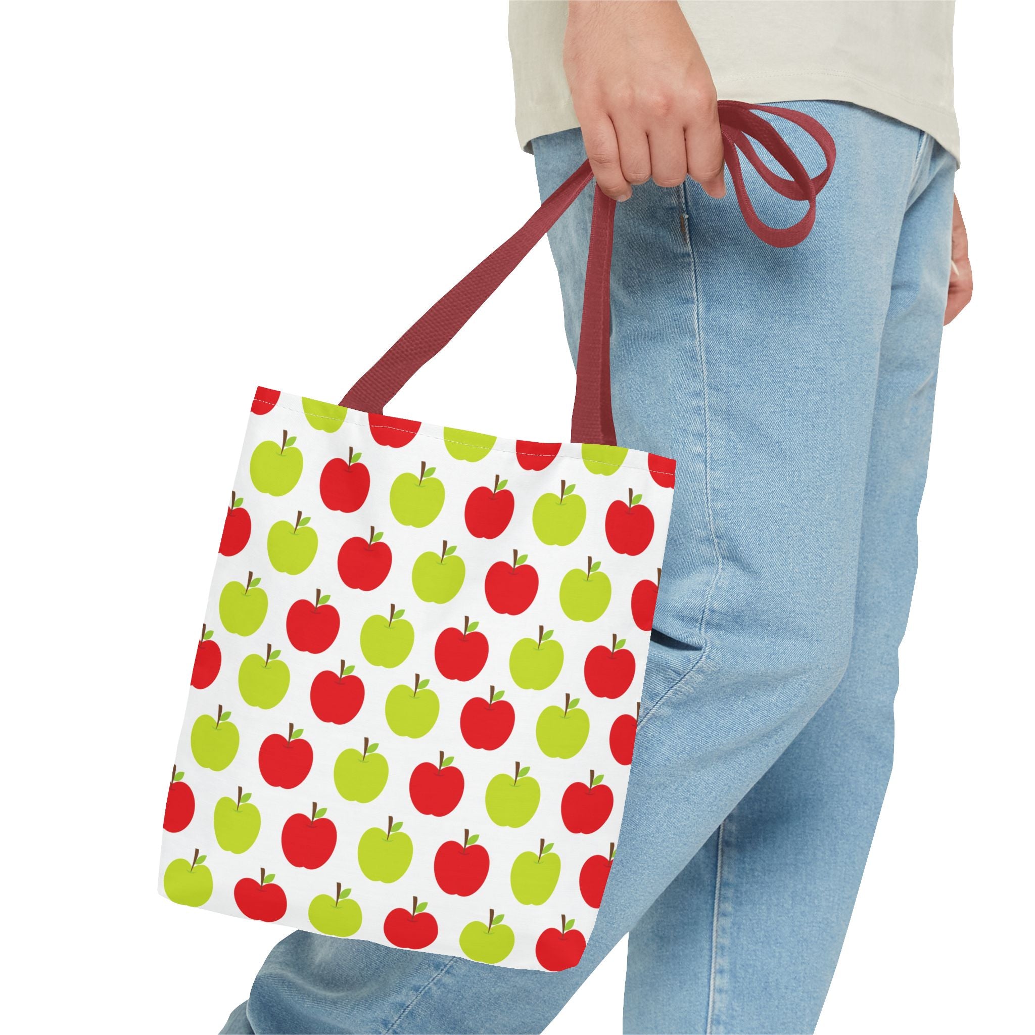 Red & Green Apple Print Back to School Tote Bag