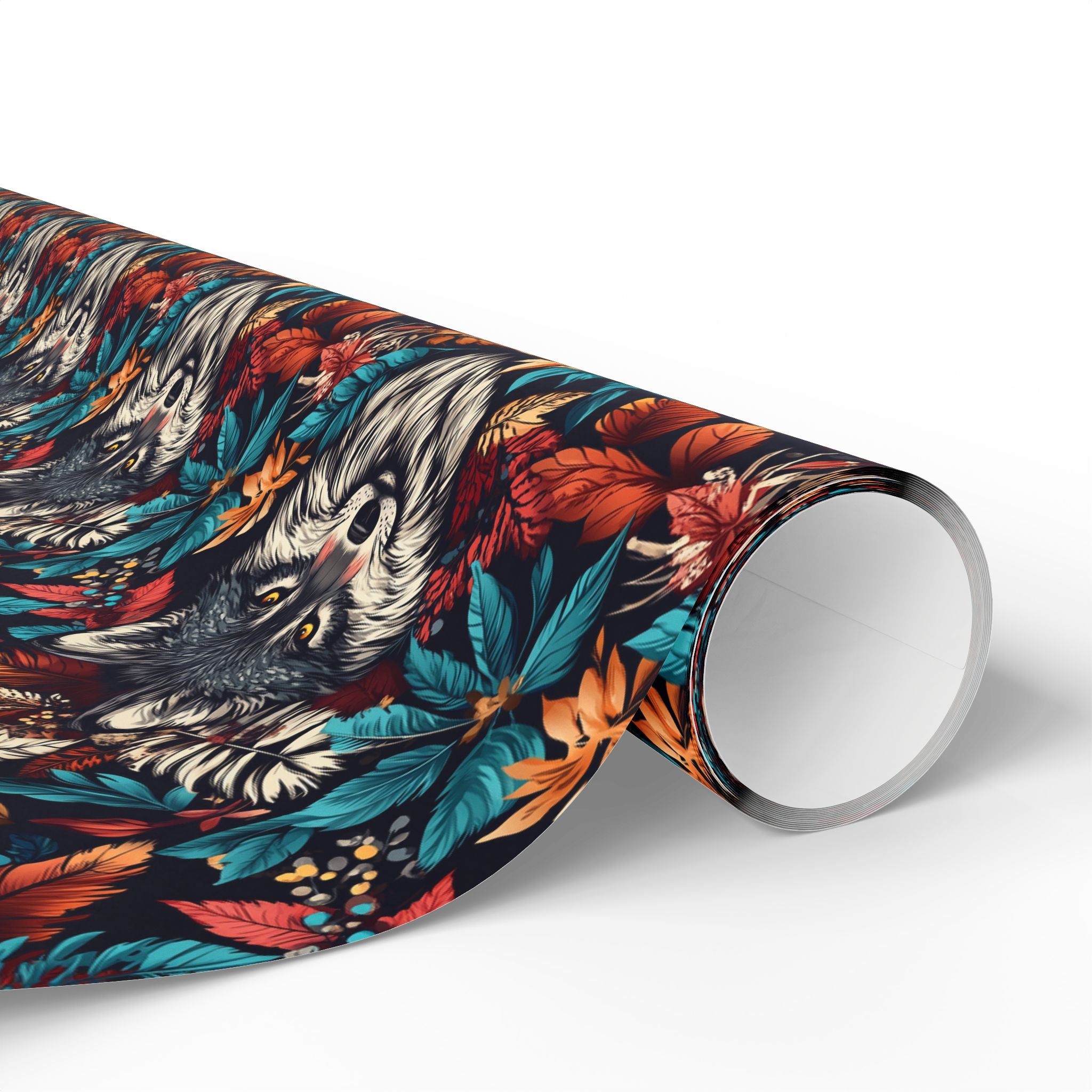 Rustic Boho Wolf Feather Wrapping paper