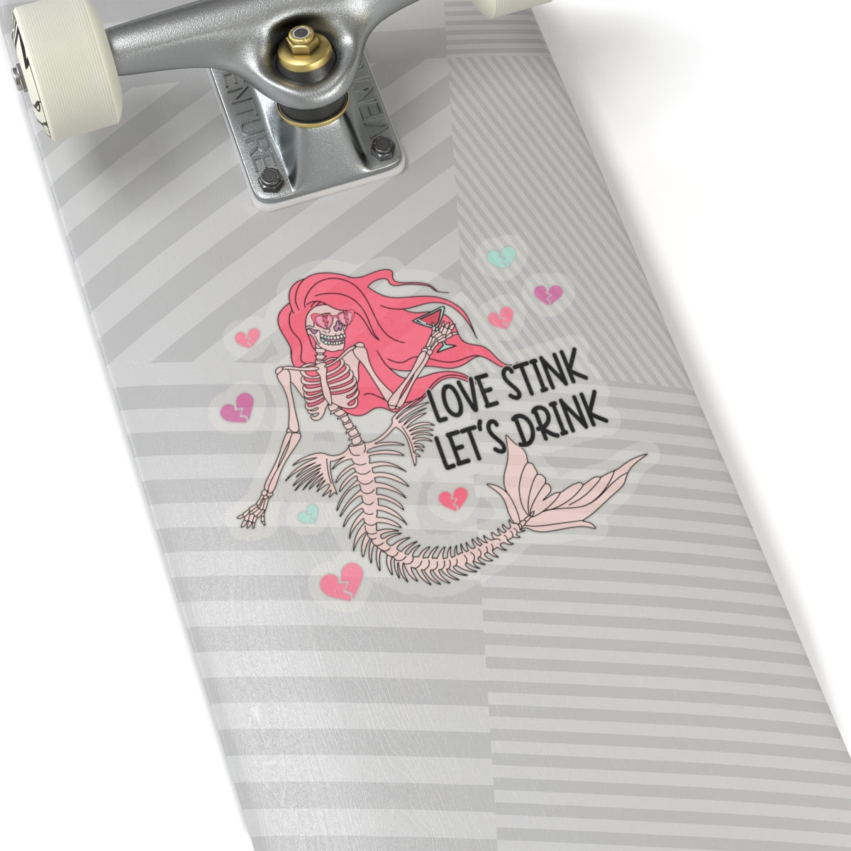 Love Stinks Skeleton Mermaid Funny Anti Valentines Day Vinyl Sticker