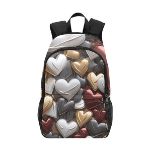 Stylish White, Gray, Gold, and Red Heart Backpack | Trendy Kids Bag - Cranberry Lake Design Co.  #