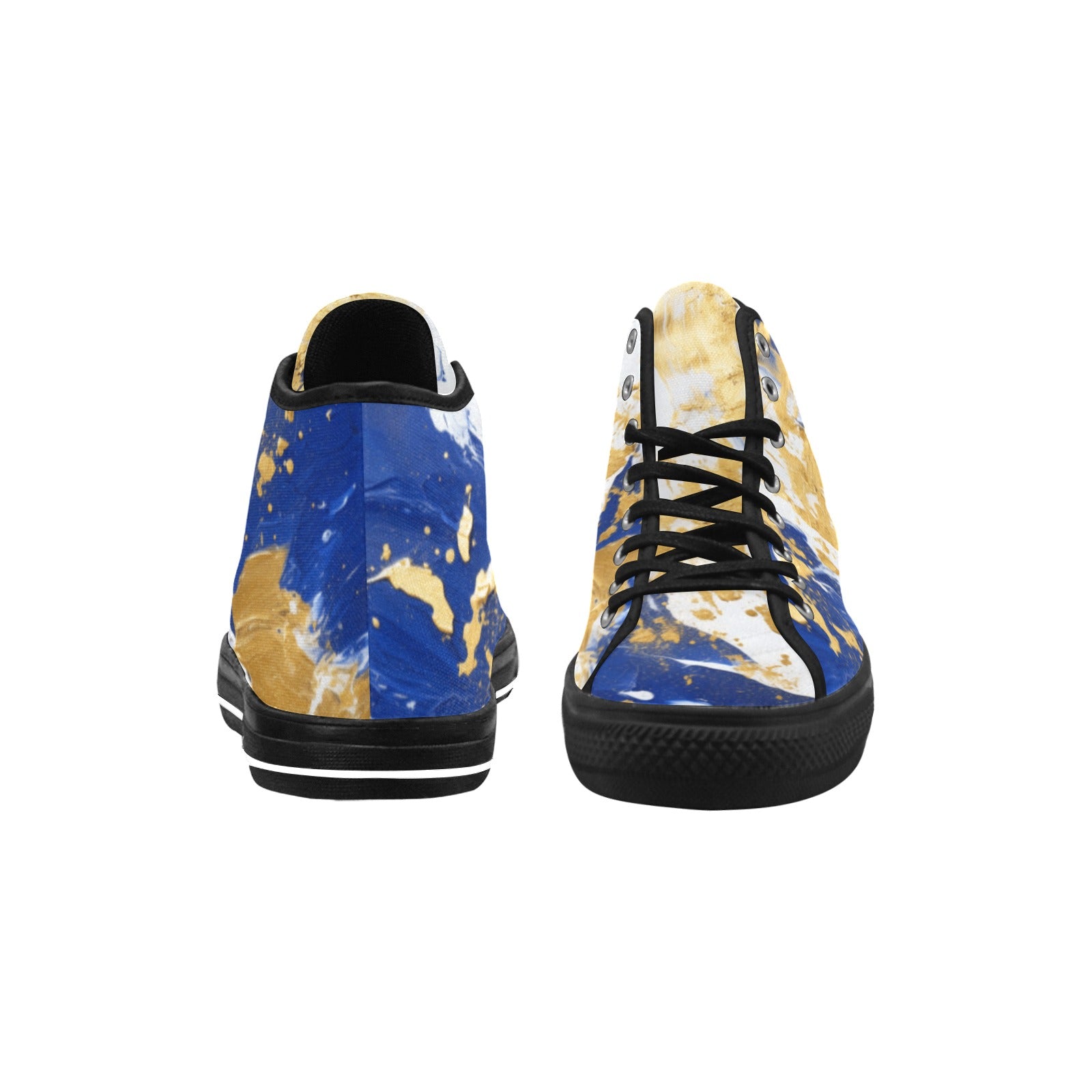 Cranberry Lake Designs Vancouver High Top Canvas Blue & Gold Splatter Women's Shoes - Cranberry Lake Design Co.  #