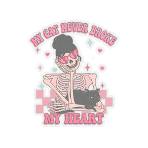 Cat Never Broke My Heart Funny Anti Valentines Day Vinyl Sticker