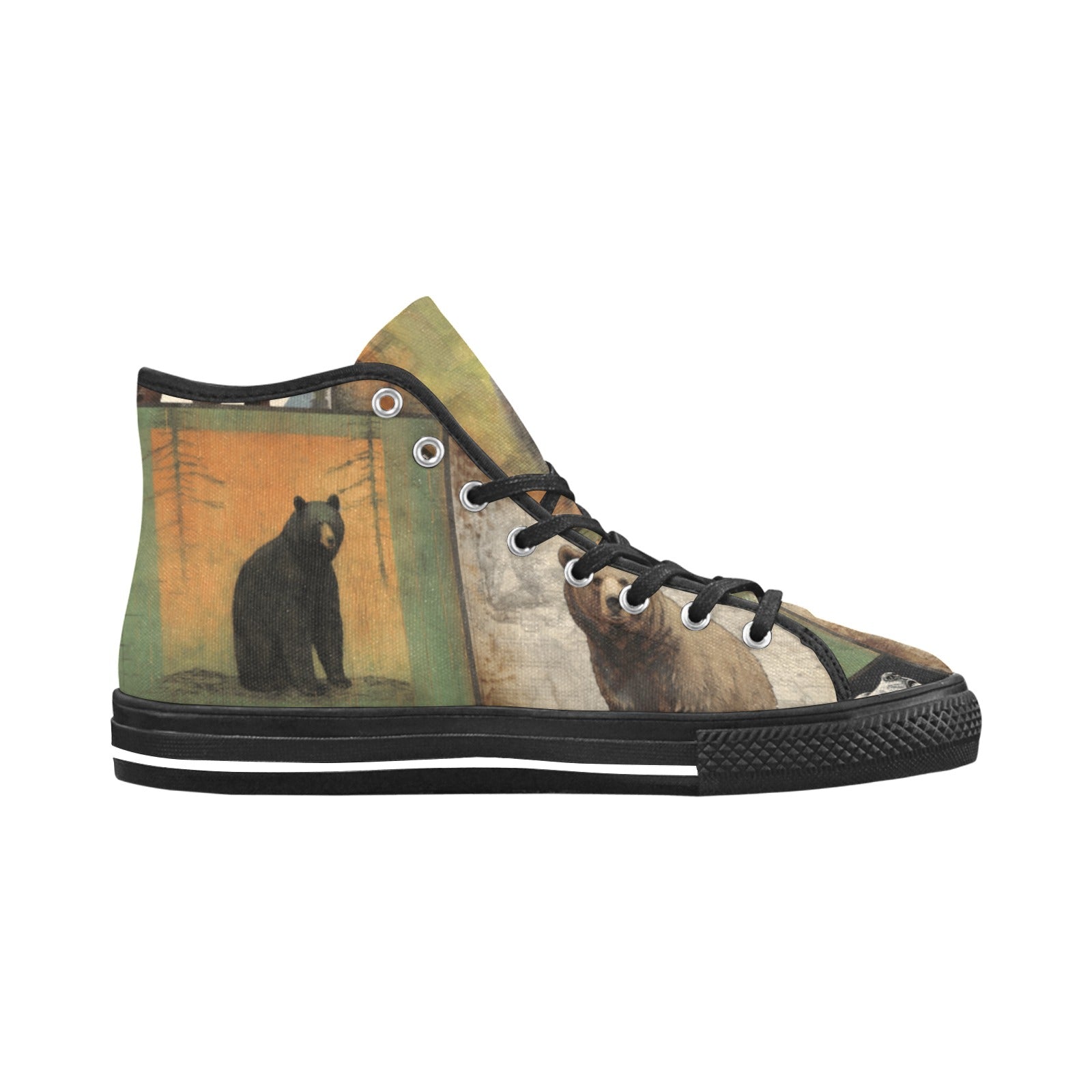 Rustic Lodge Bear Vancouver High Top Canvas Women's Shoes - Cranberry Lake Design Co.  #