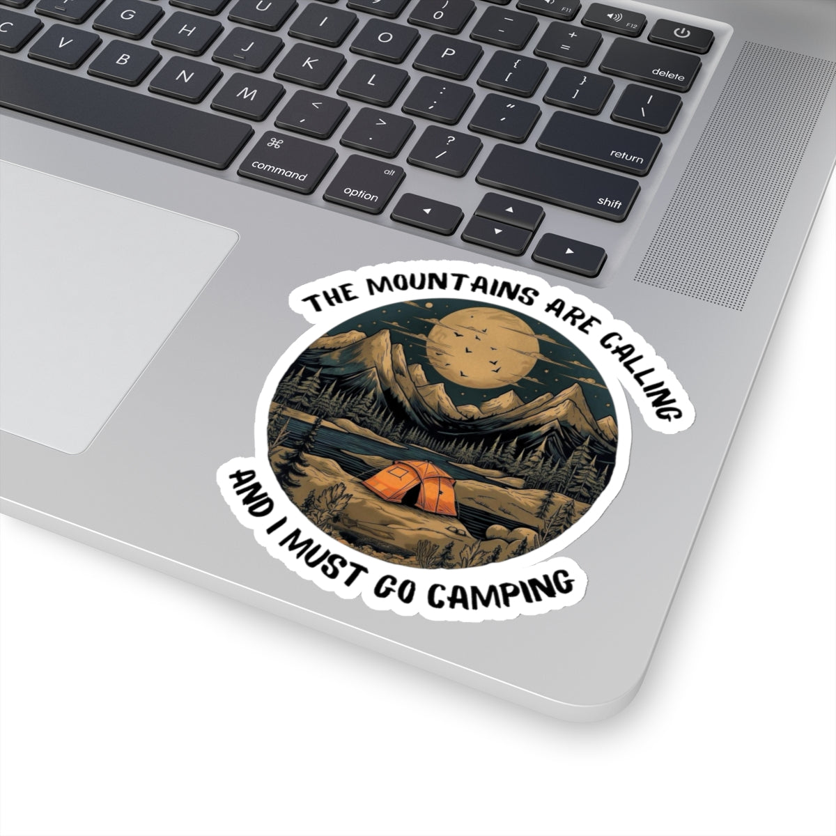 Mountains Are Calling Must Go Camping Vinyl Sticker