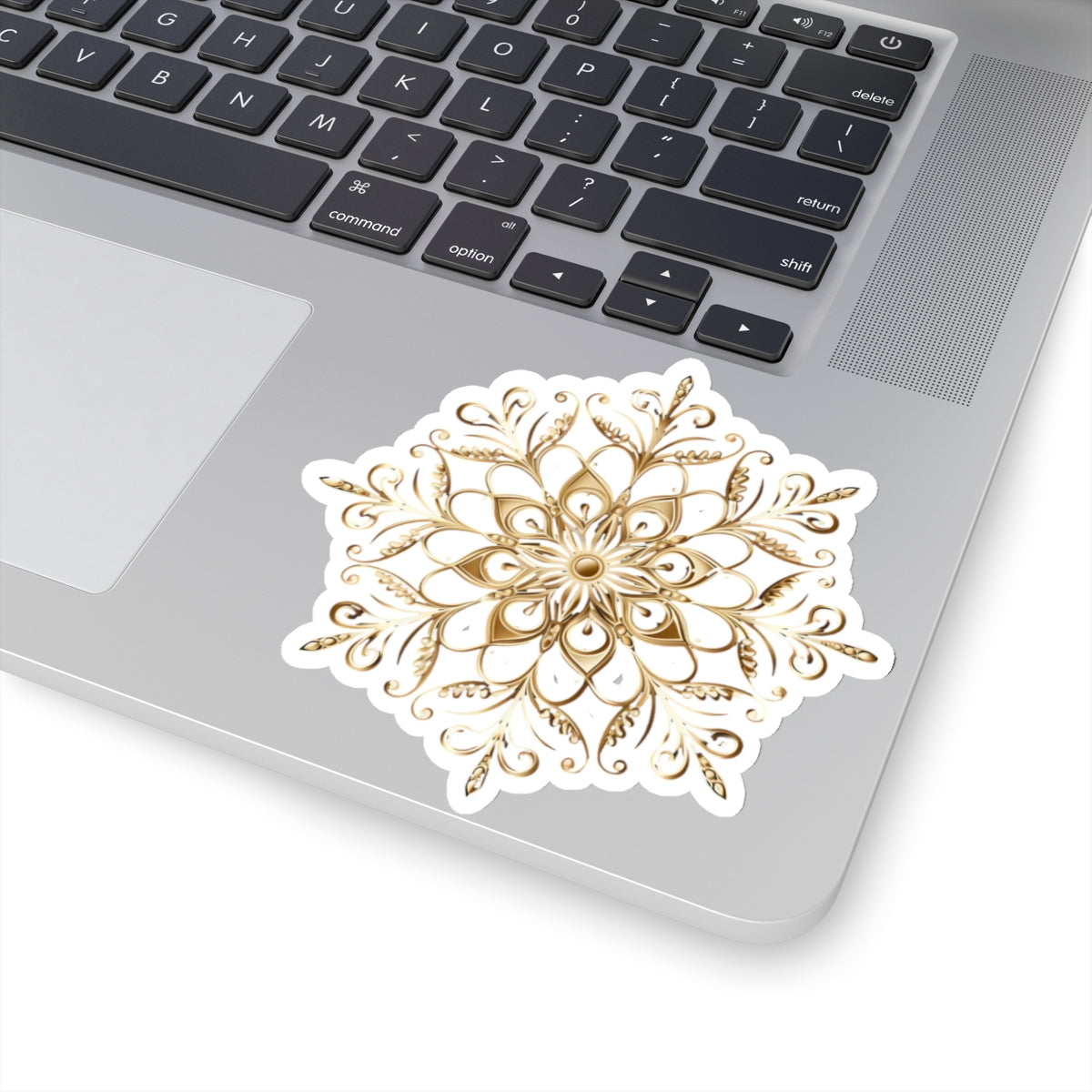 Gold Ornate Snowflake Holiday Christmas Vinyl Sticker