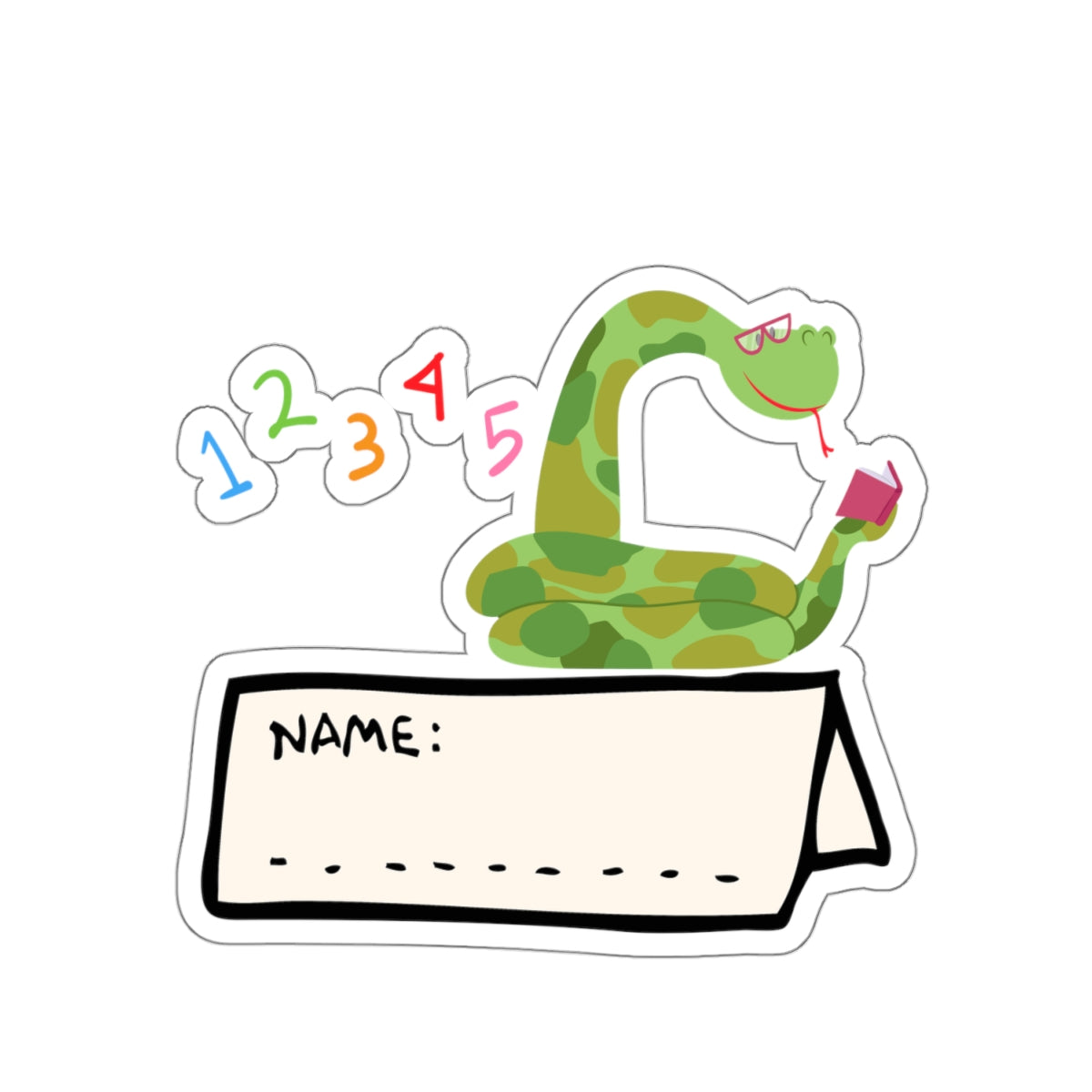 Learning Animals Snake School Name Tag Kiss-Cut Sticker - Cranberry Lake Design Co.  #