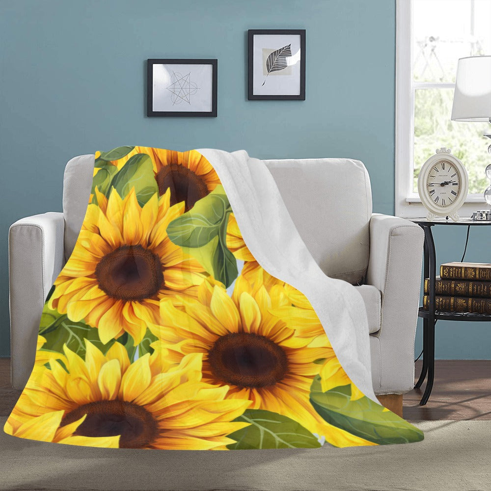 Sunflower Blanket - Soft Plush Throw - Floral Bedding - 60x80