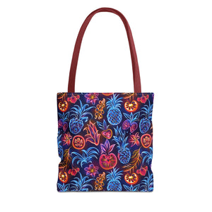 Neon Fruit Print Back to School Tote Bag