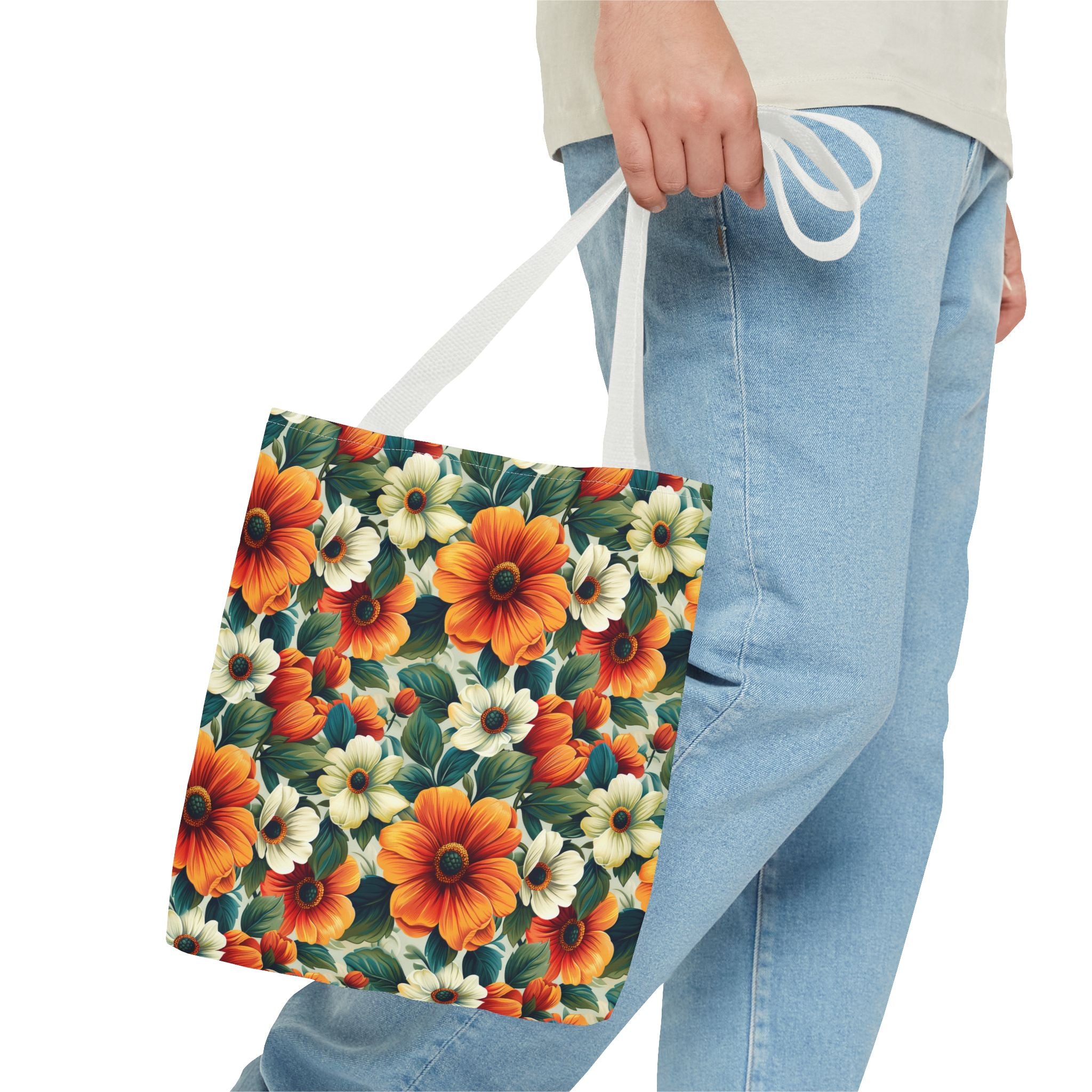 Orange & White Flower Summer Tote Bag