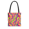 Squiggly Pink Yellow Green Pattern Eccentric Tote Bag