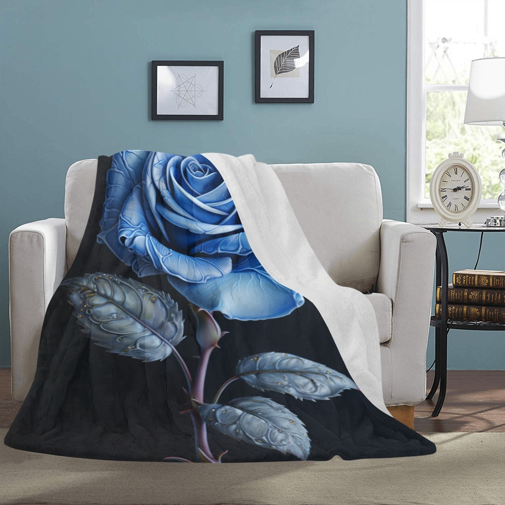 Blue Sky Daisy Blanket - Soft Plush Throw - Floral Bedding - 60x80