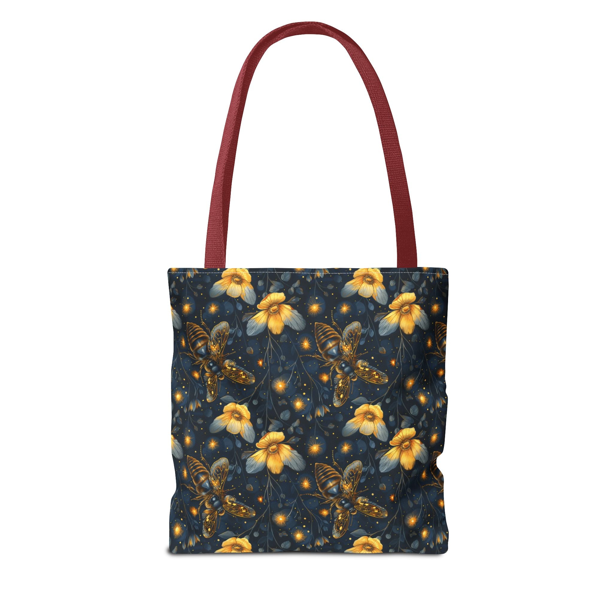 Whimsical Gold Floral Bee Fairycore Tote Bag