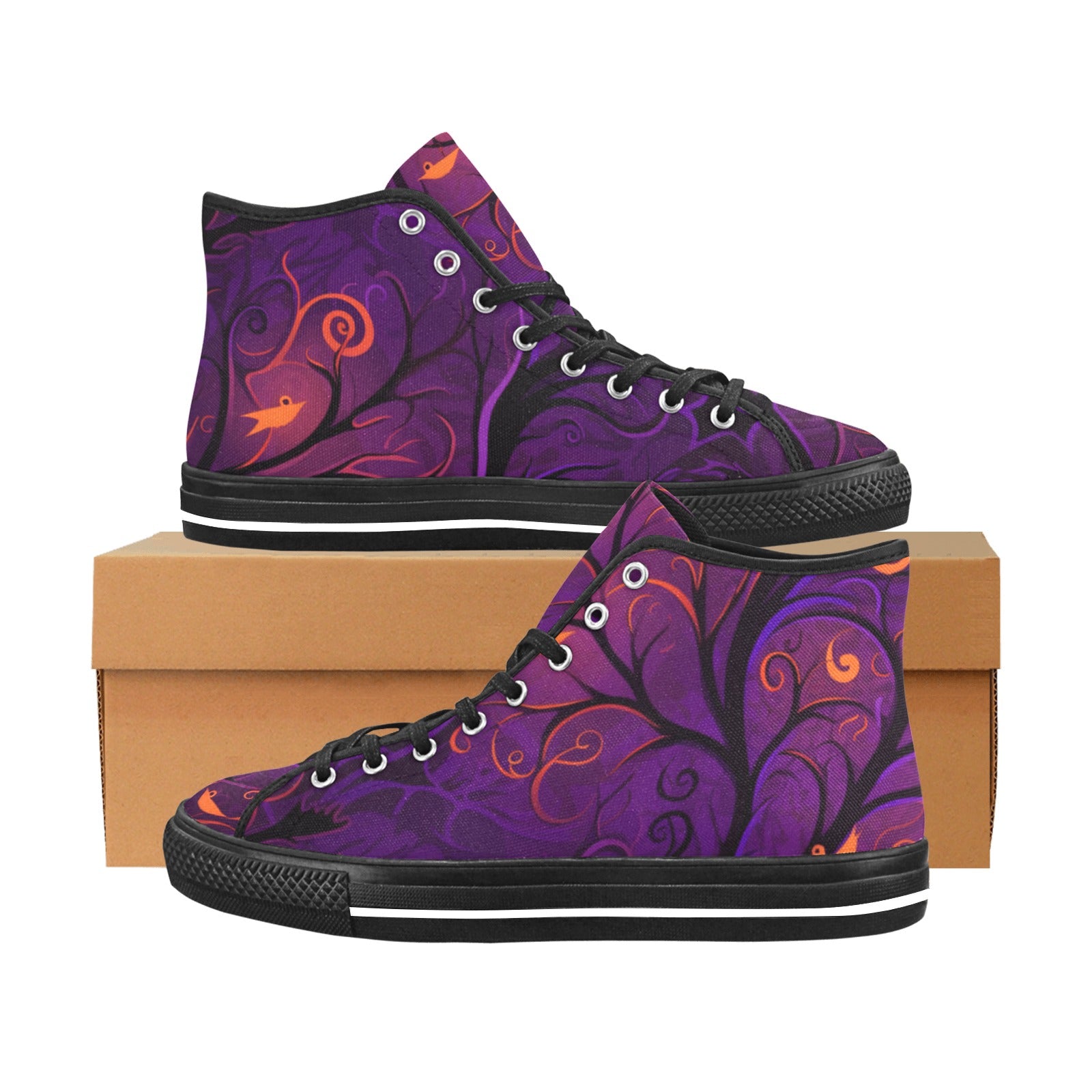 Halloween Elegance: Purple Vancouver High Top Canvas Women's Shoes - Cranberry Lake Design Co.  #