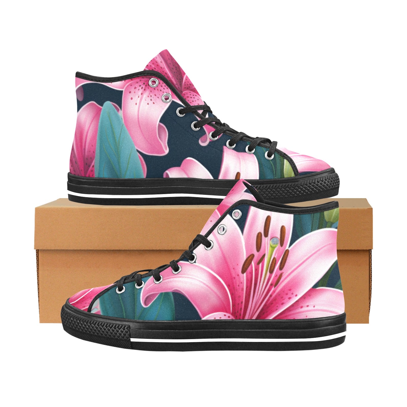 Cranberry Lake Designs Stargazer Lily High Top Canvas Women's Shoes - Cranberry Lake Design Co.  #