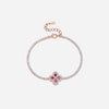 Lab-Grown Ruby 925 Sterling Silver Flower Shape Bracelet