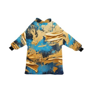 Blue and Gold Paint Blanket Hoodie for Women - Cranberry Lake Design Co.  #