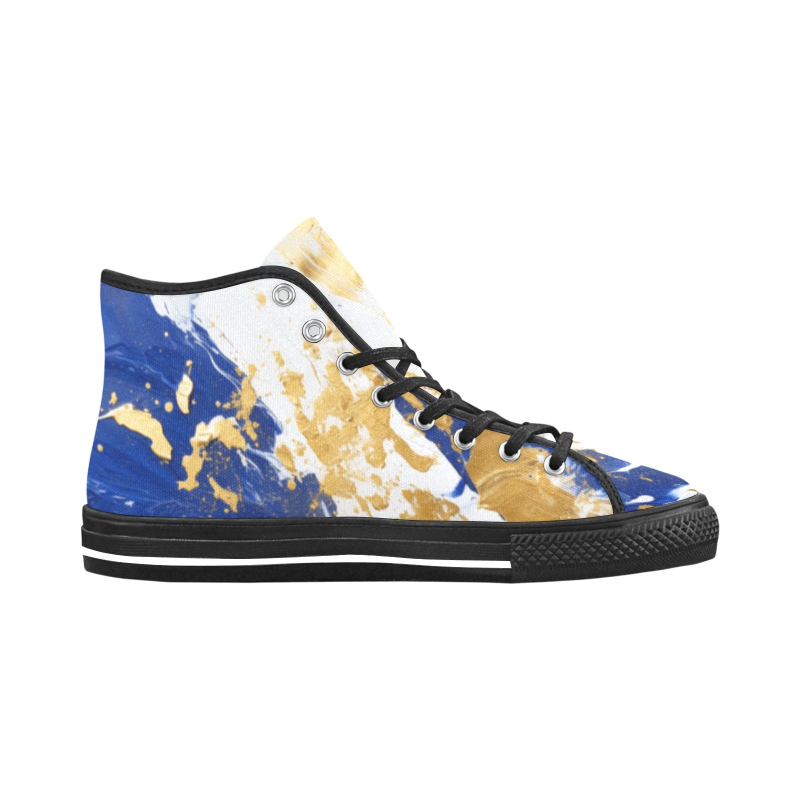 Cranberry Lake Designs Vancouver High Top Canvas Blue & Gold Splatter Women's Shoes - Cranberry Lake Design Co.  #