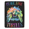 Peace, Love Turtles Black Ultra-Soft Micro Fleece Blanket