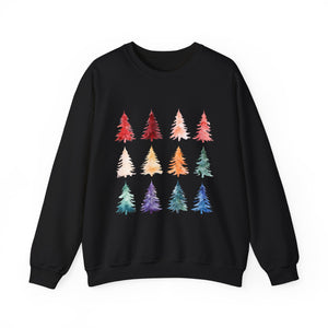 Unisex Watercolor Christmas Tree Festive Holiday Sweater Unisex Heavy Blend™ Crewneck Sweatshirt