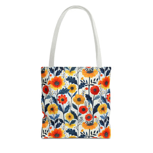 Yellow Orange Floral Tote Bag