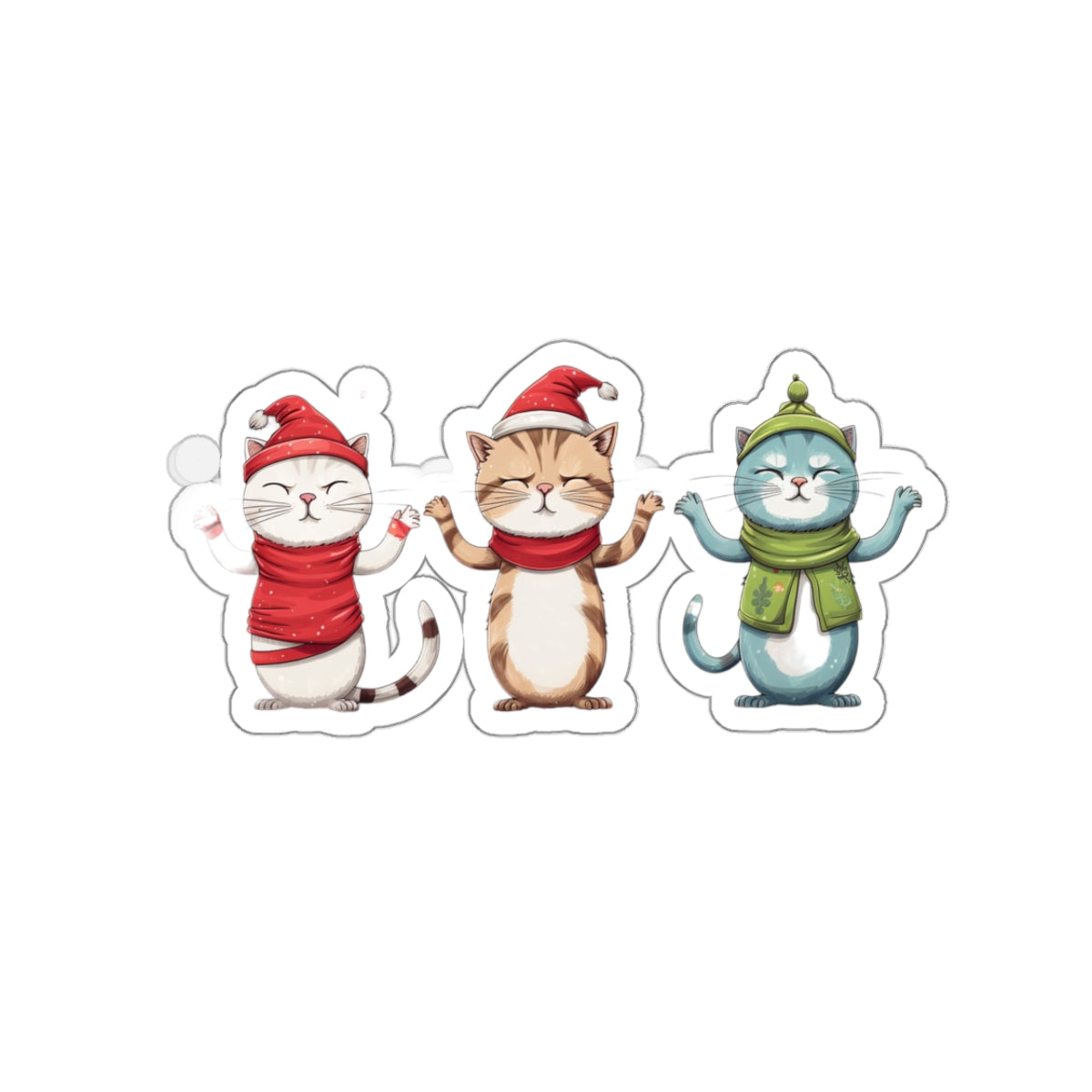 Yoga Cats Cute Funny Christmas Vinyl Sticker