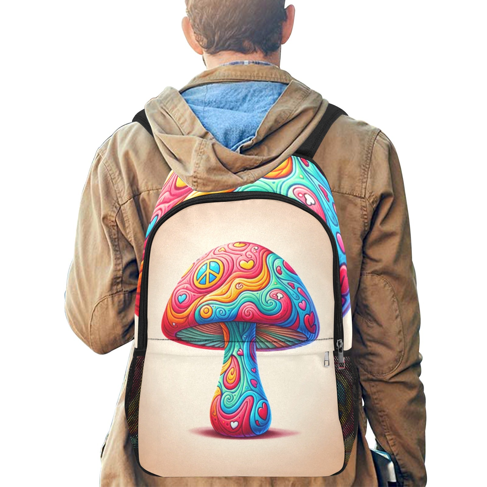 Trippy Orange Psychedelic Mushroom Backpack - Cranberry Lake Design Co.  #