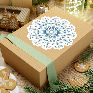 Light Blue Ornate Snowflake Holiday Christmas Vinyl Sticker