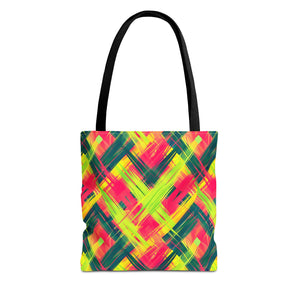 Pink Yellow Green Pattern Eccentric Tote Bag