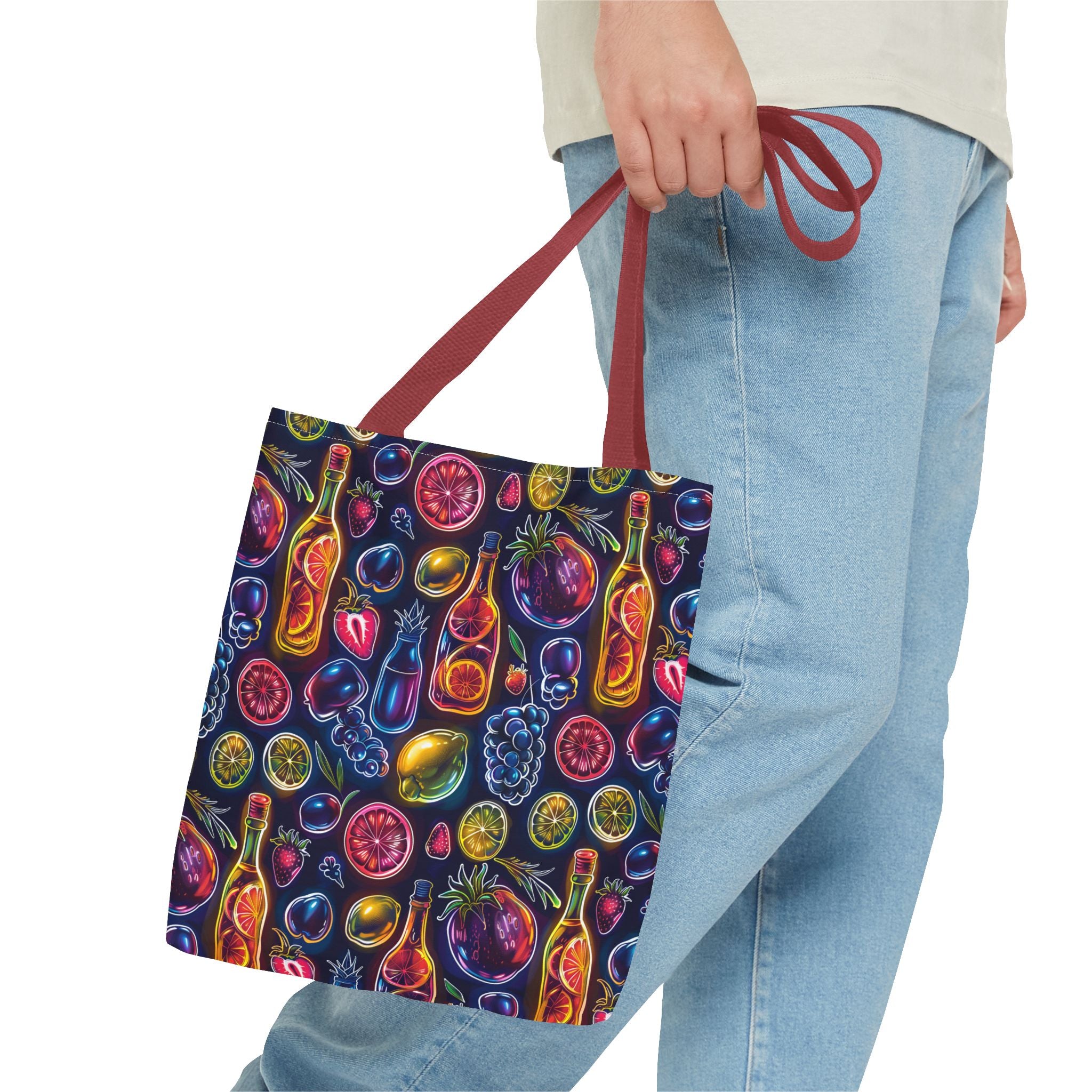 Neon Fruit Print Back to School Tote Bag