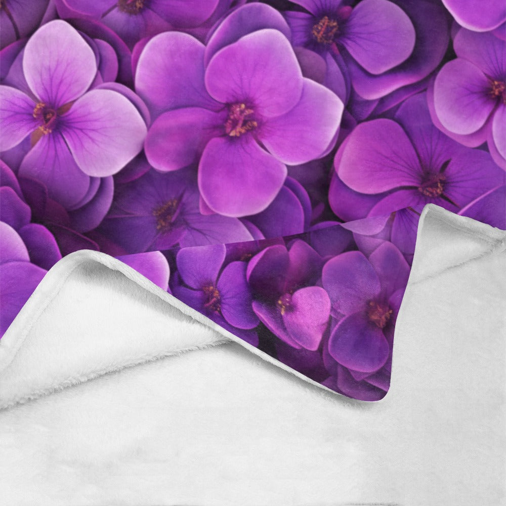 Luxurious Violet Floral Blanket - Twin Size, Adds a Touch of Serenity