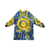 Blue and Gold Tie Dye Blanket Hoodie for Women - Cranberry Lake Design Co.  #