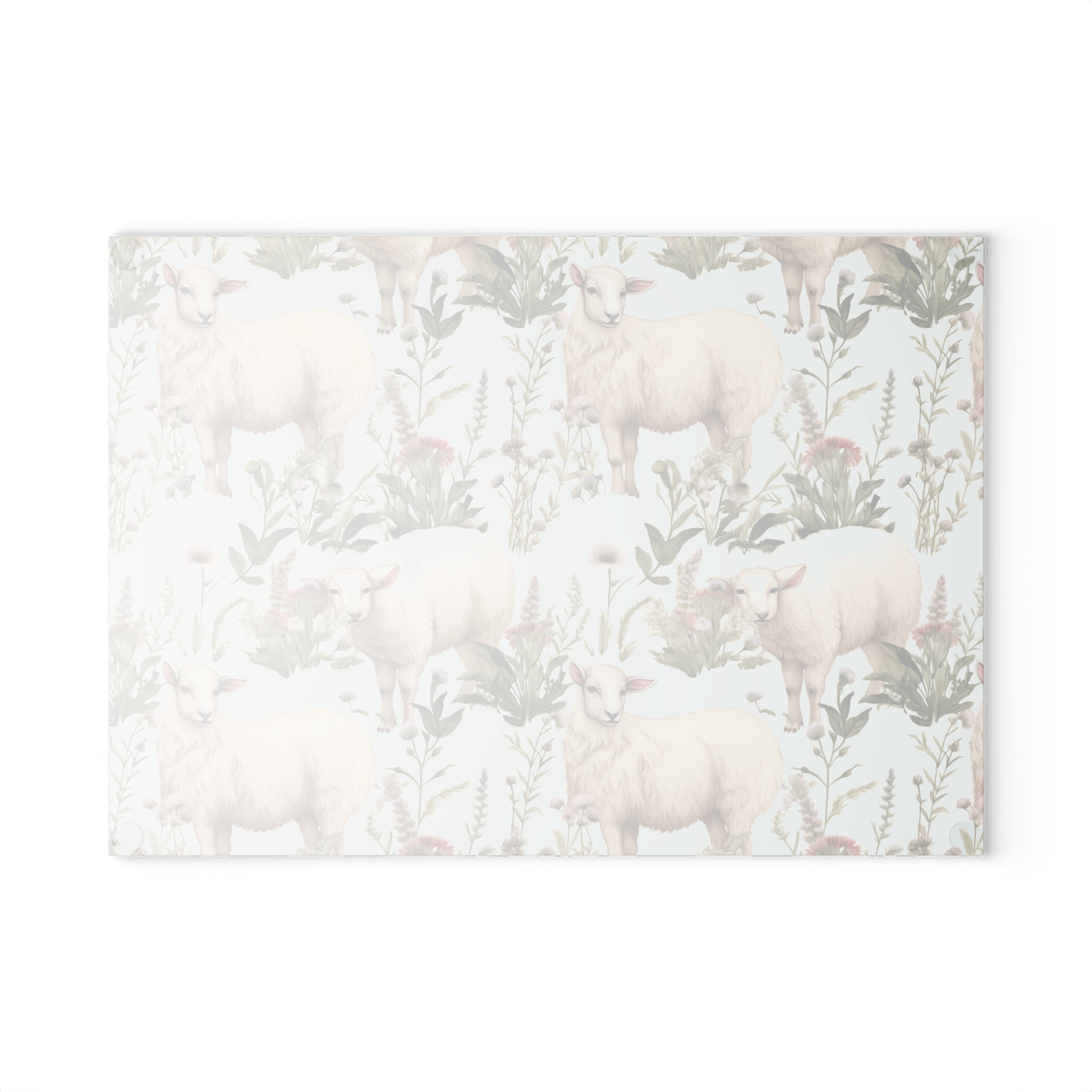 Country Rustic Sheep Glass Cutting Board - Kitchen Home Decor