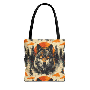 Wolf Rustic Lodge Tote Bag