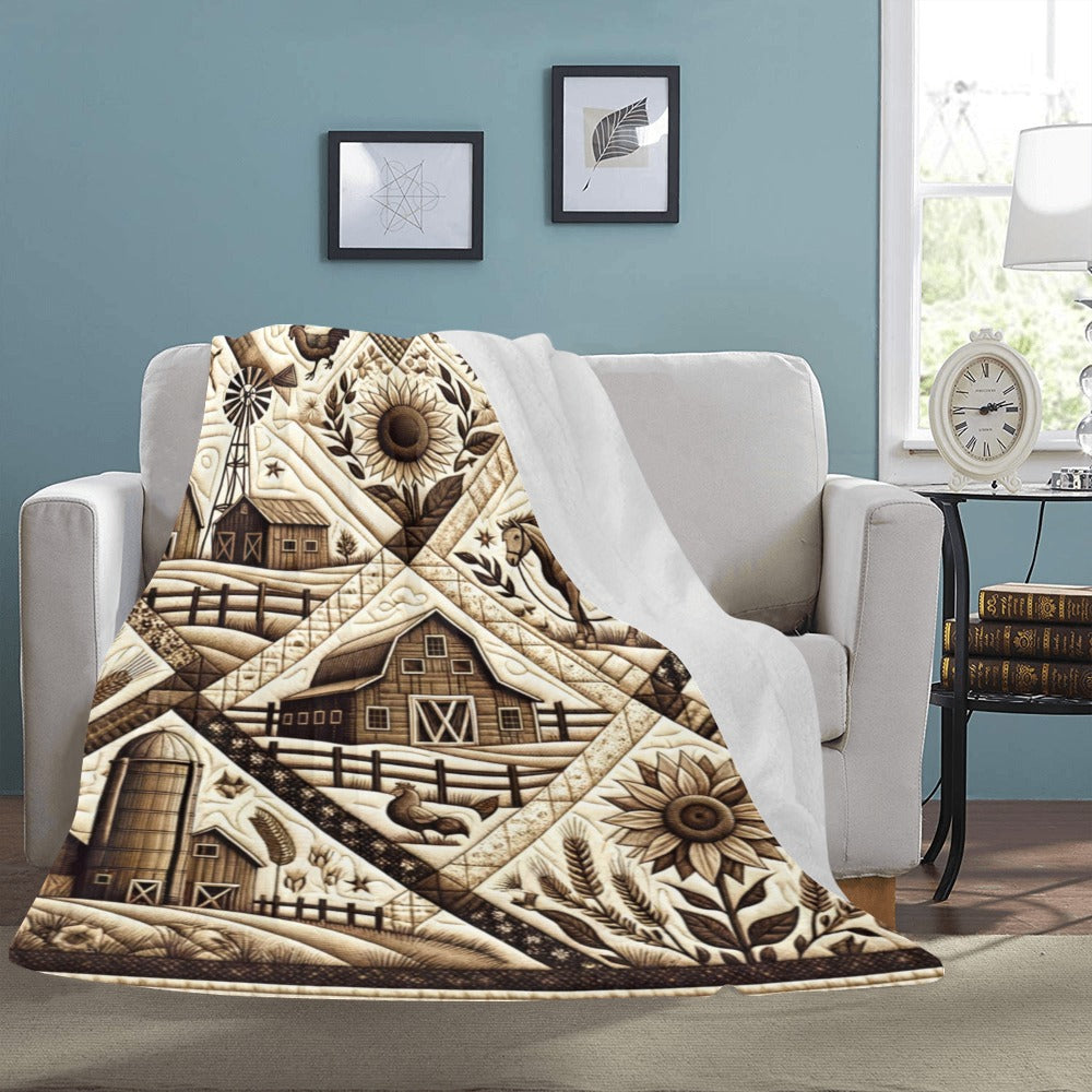 Farmhouse Quilt Blanket | Rustic Country Decor | 60x80 Throw Blanket