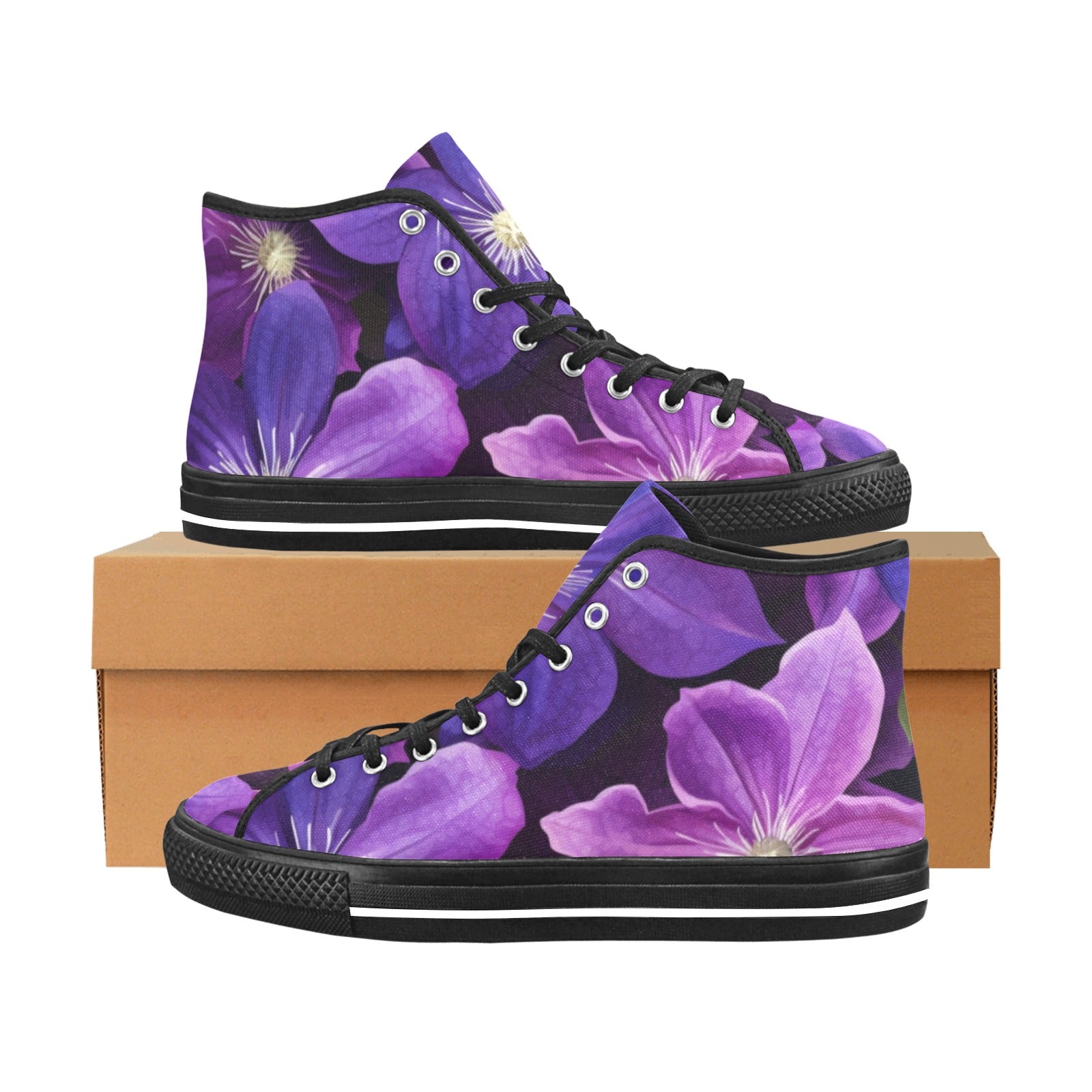 Purple Clematis High-Top Sneakers - Cranberry Lake Design Co.  #