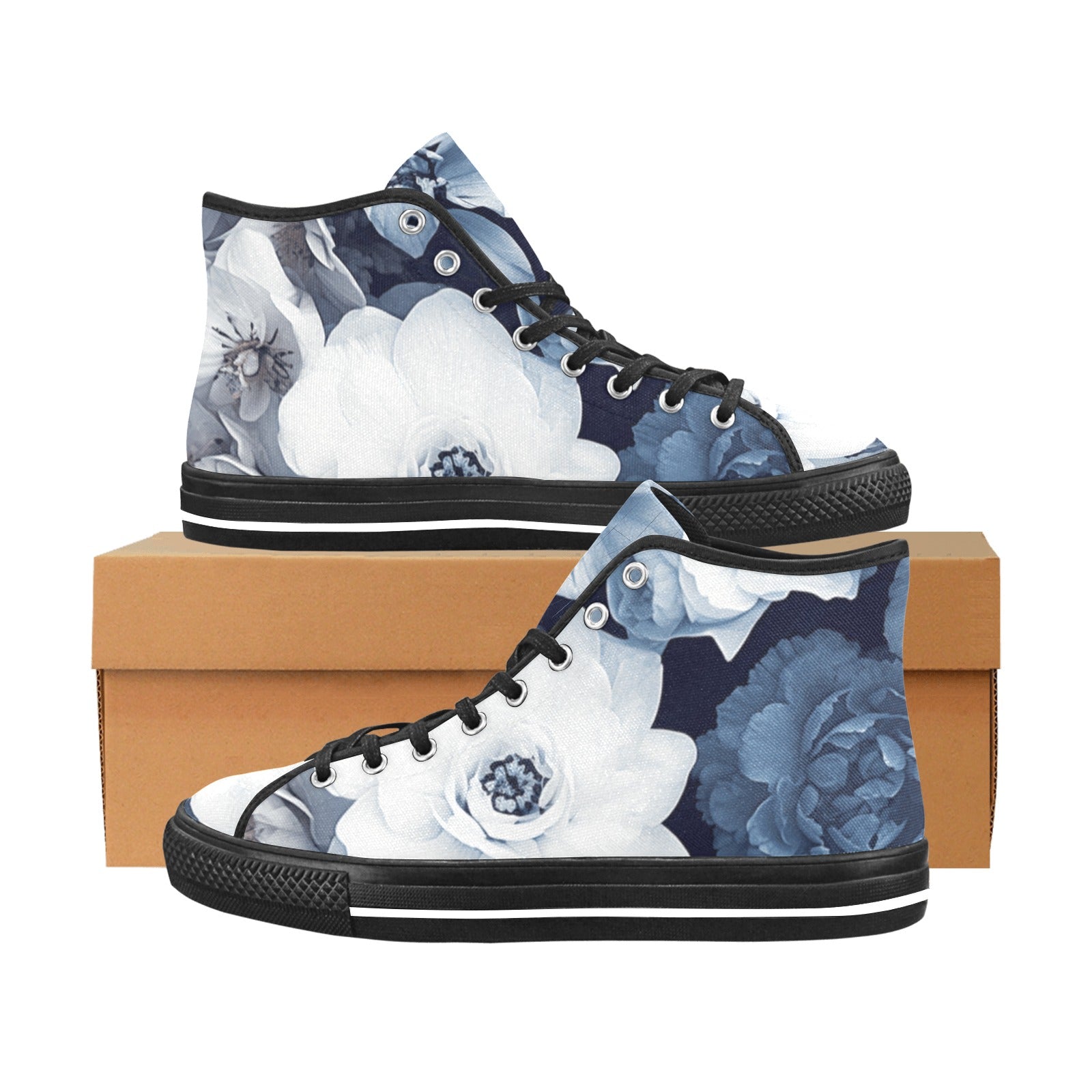 Midnight Floral High-Top Sneakers - Cranberry Lake Design Co.  #