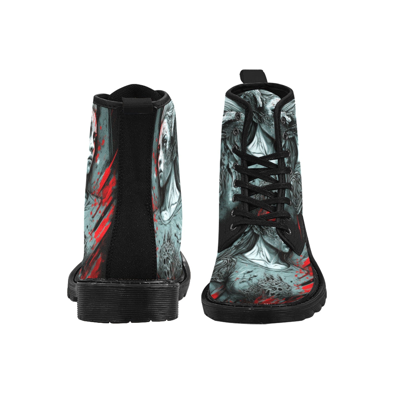 Zombie Woman Graphic Women's Lace Up Canvas Boots - Cranberry Lake Design Co.  #