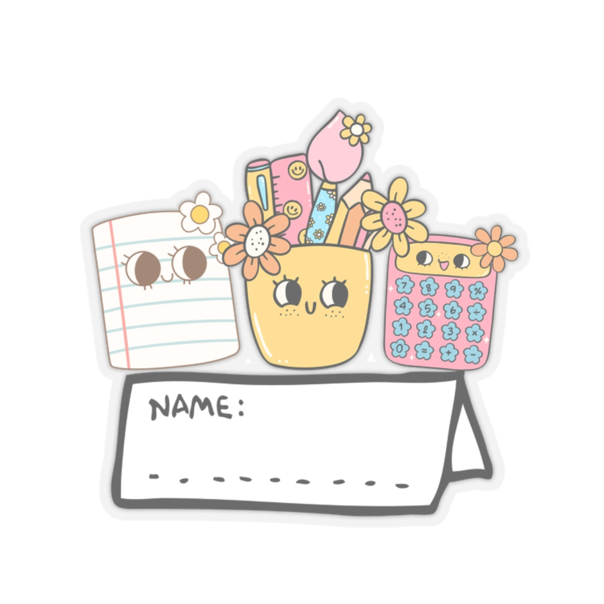 Cute Kids School Name Tag Kiss-Cut Sticker for Back to School - Cranberry Lake Design Co.  #