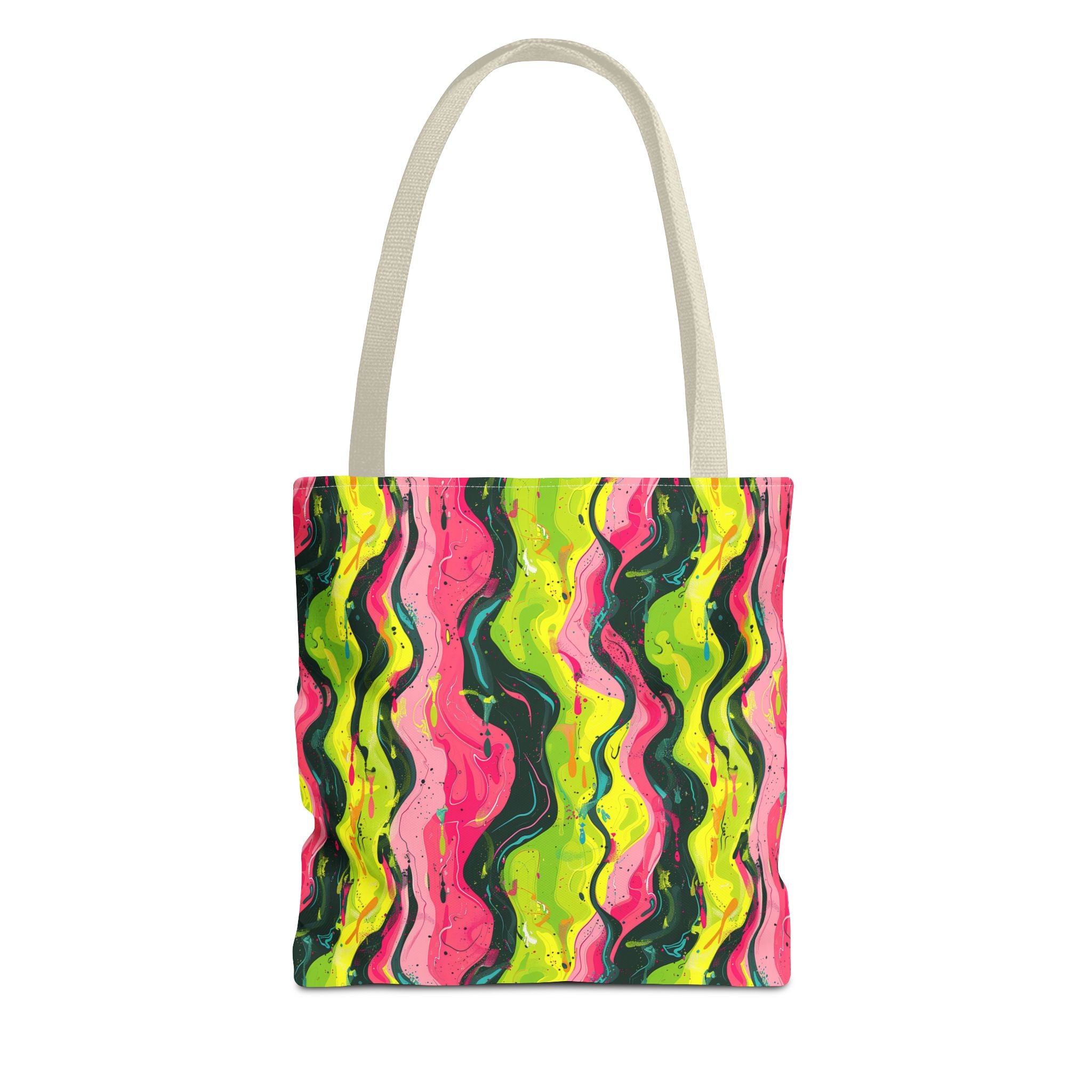 Wavy Pink Yellow Green Pattern Eccentric Tote Bag