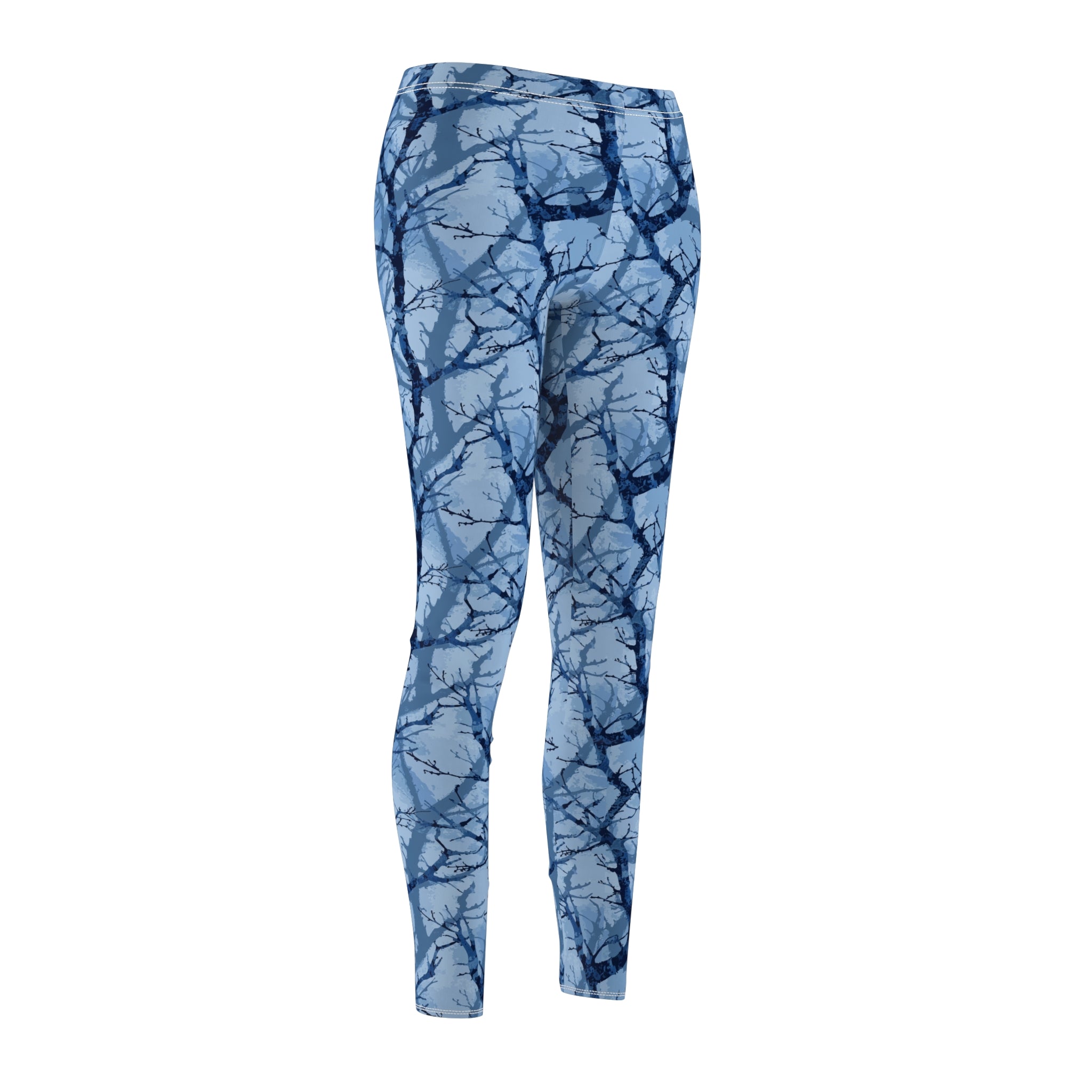 Stylish Blue Woodland Camo Leggings for Active Women