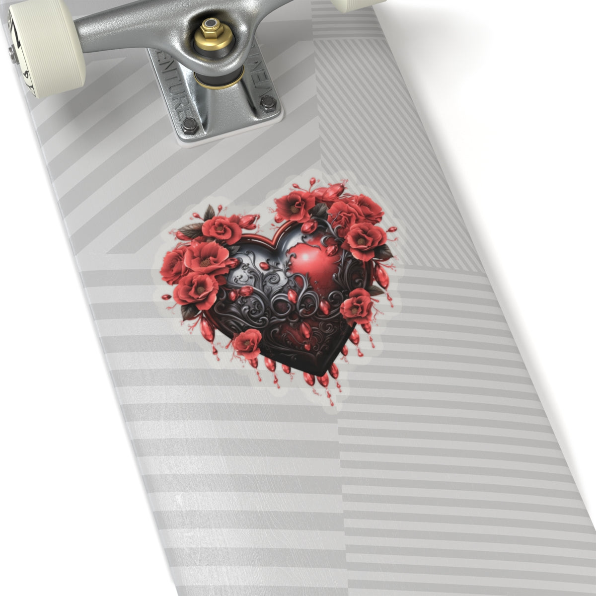 Black & Red Roses Heart Vinyl Sticker