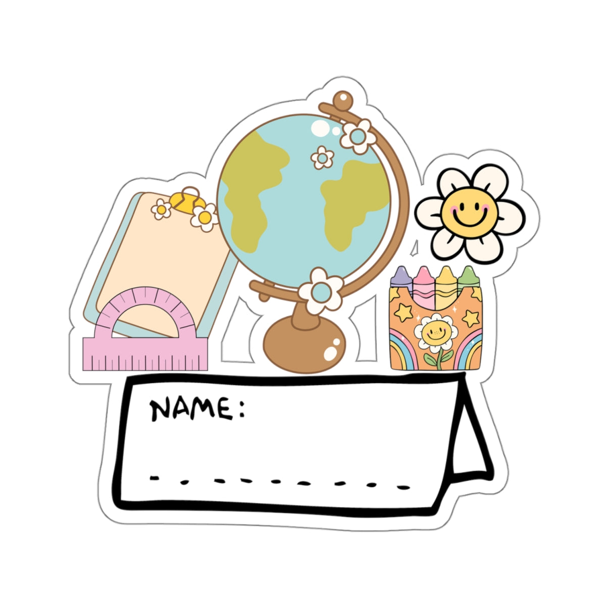 Cute Kids School Name Tag Kiss-Cut Sticker - Cranberry Lake Design Co.  #