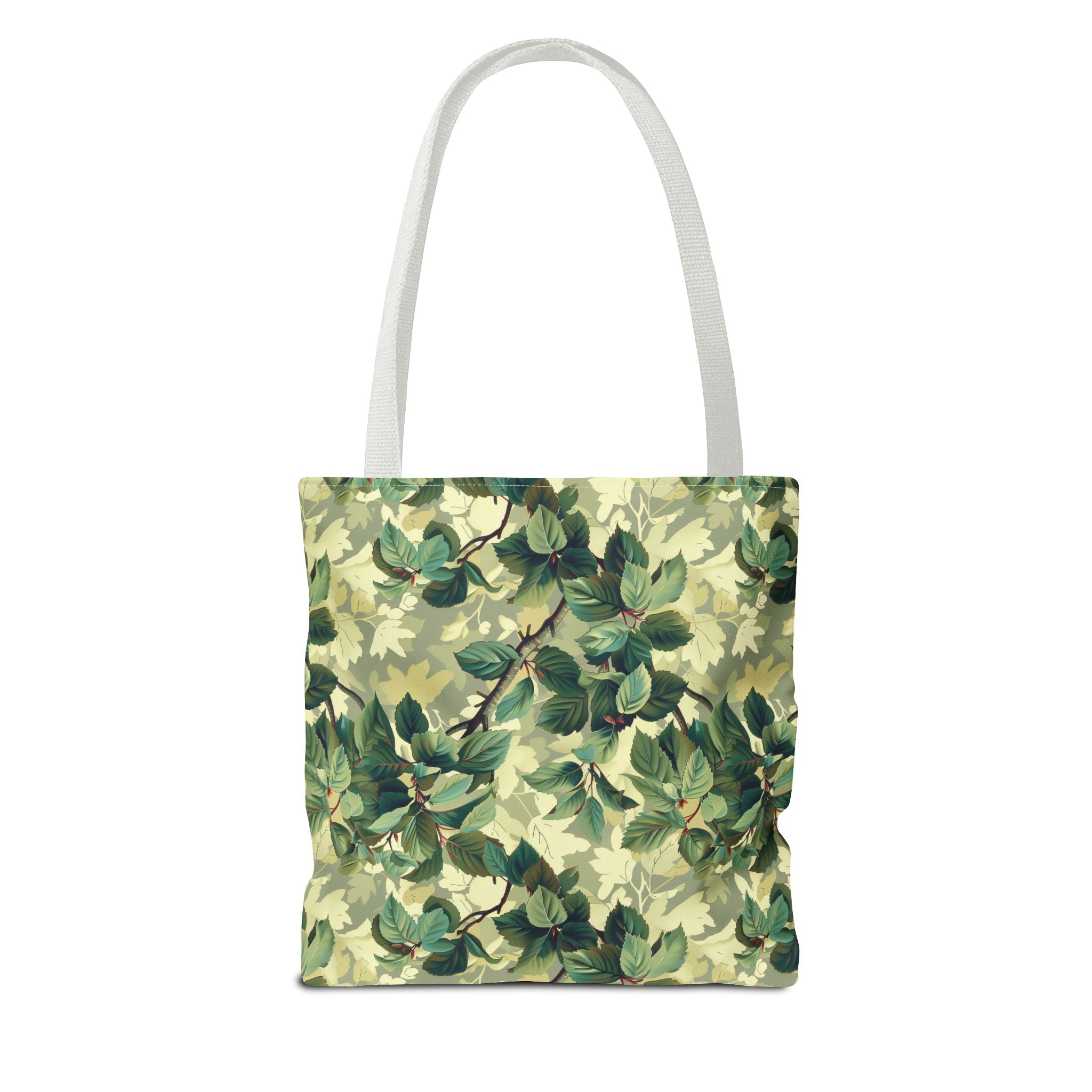 Green Woodland Camo Tote Bag - Durable Custom-Printed Polyester Bag, Outdoor Nature Design