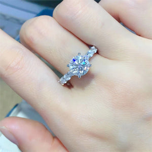 2 Carat Moissanite Ring for Women - 925 Sterling Silver - Sparkling Bridal or Special Occasion Jewelry