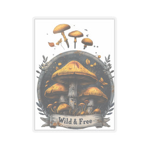 Black Whimsical Fairycore Wild & Free Mushroom Vinyl Sticker