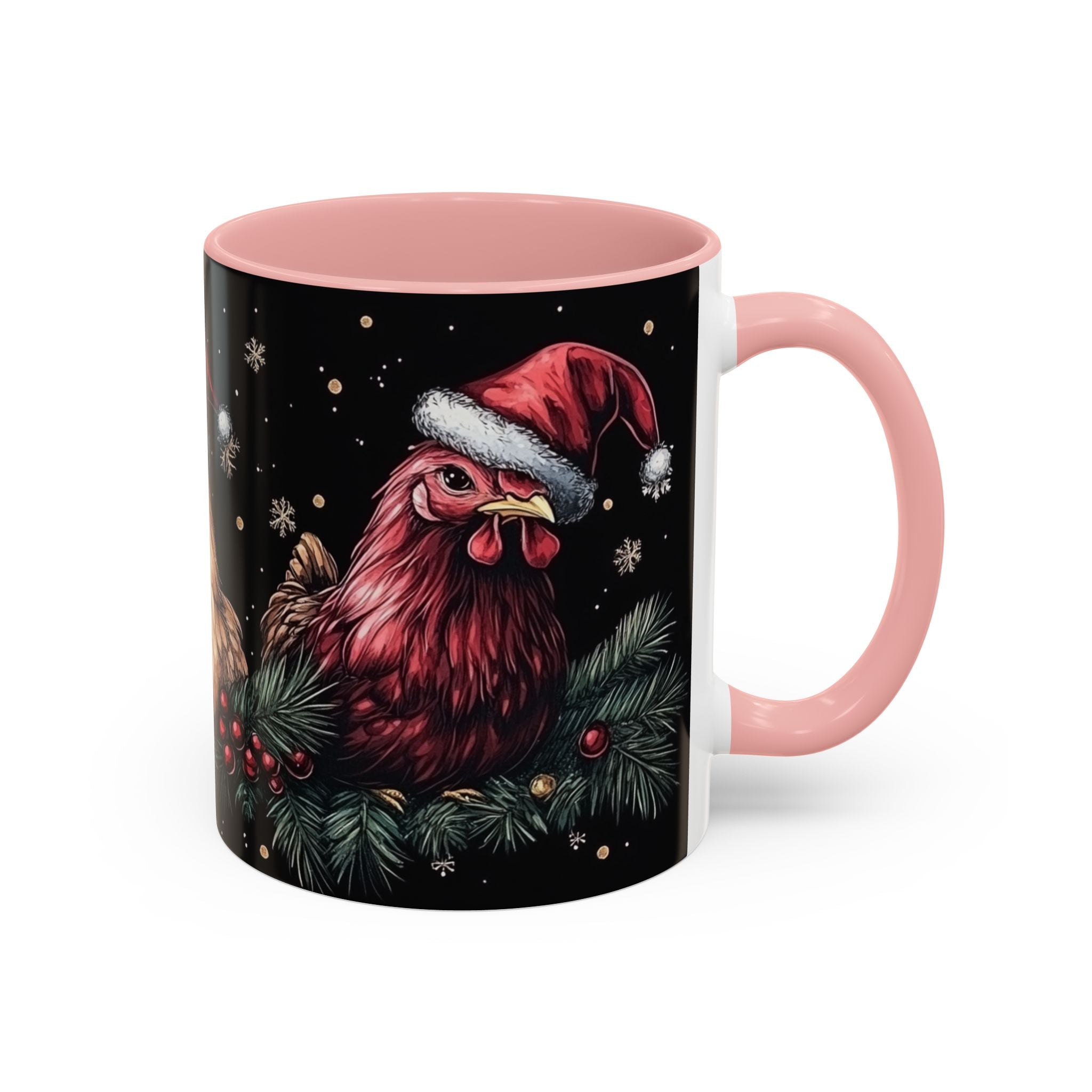 Christmas Chickens Mug | Funny Holiday Coffee Cup | Rooster and Hen Xmas Decor | Unique Gift | 11oz & 15oz