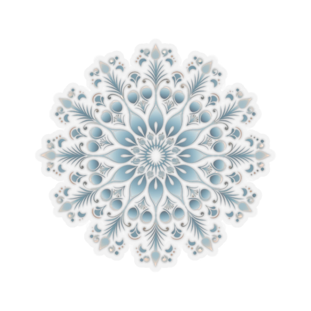 Light Blue Ornate Snowflake Holiday Christmas Vinyl Sticker