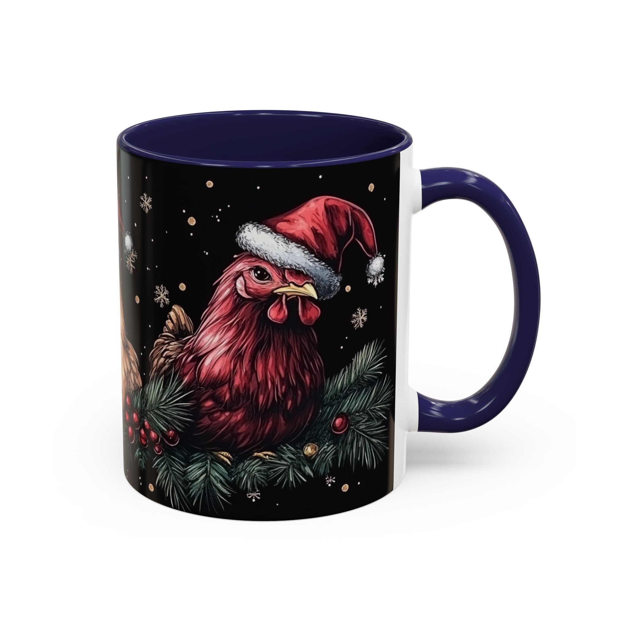 Christmas Chickens Mug | Funny Holiday Coffee Cup | Rooster and Hen Xmas Decor | Unique Gift | 11oz & 15oz