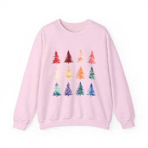 Unisex Watercolor Christmas Tree Festive Holiday Sweater Unisex Heavy Blend™ Crewneck Sweatshirt