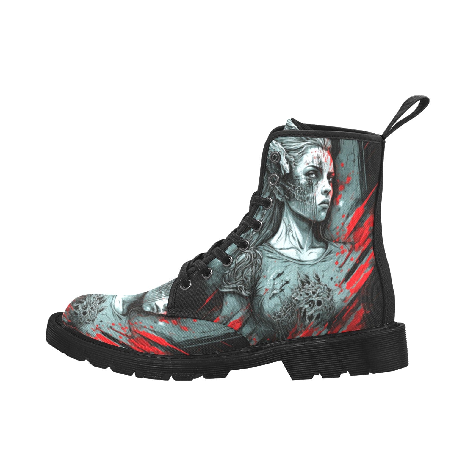 Zombie Woman Graphic Women's Lace Up Canvas Boots - Cranberry Lake Design Co.  #